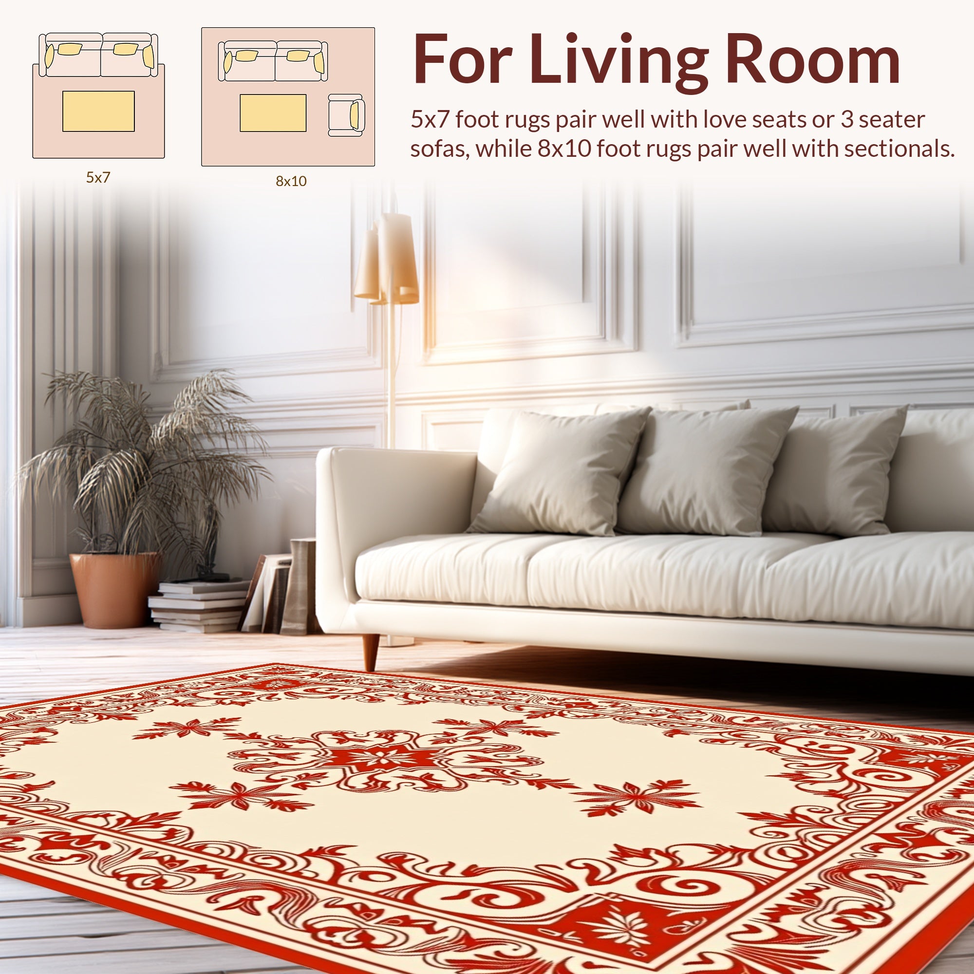 Vintage Red Floral Medallion Pattern Rug