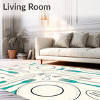 Teal Utensil Collection Cream Rug