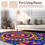 Vibrant Mandala With Pink Yellow Design Rug