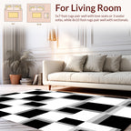 Abstract Black White Checkered Art Rug
