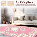 Ornate Pink Floral Geometric Rug