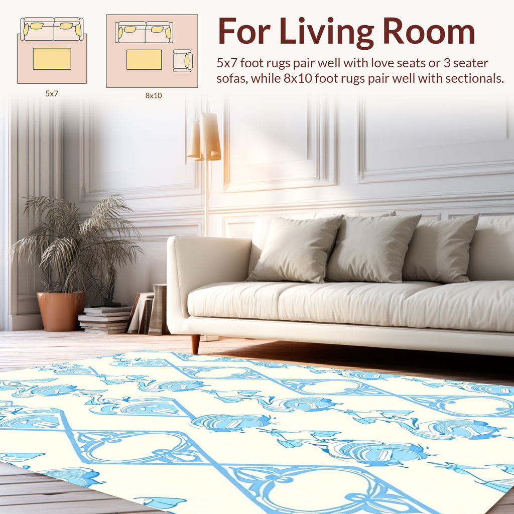 Art Nouveau Style Floral Diamonds Rug