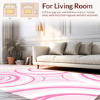 Whimsical Pink Swirl Star Pattern Rug