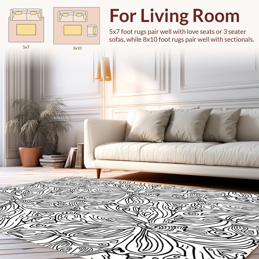 Abstract Floral Line Art Rug