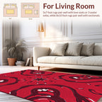Red Wavy Organic Swirl Design Rug