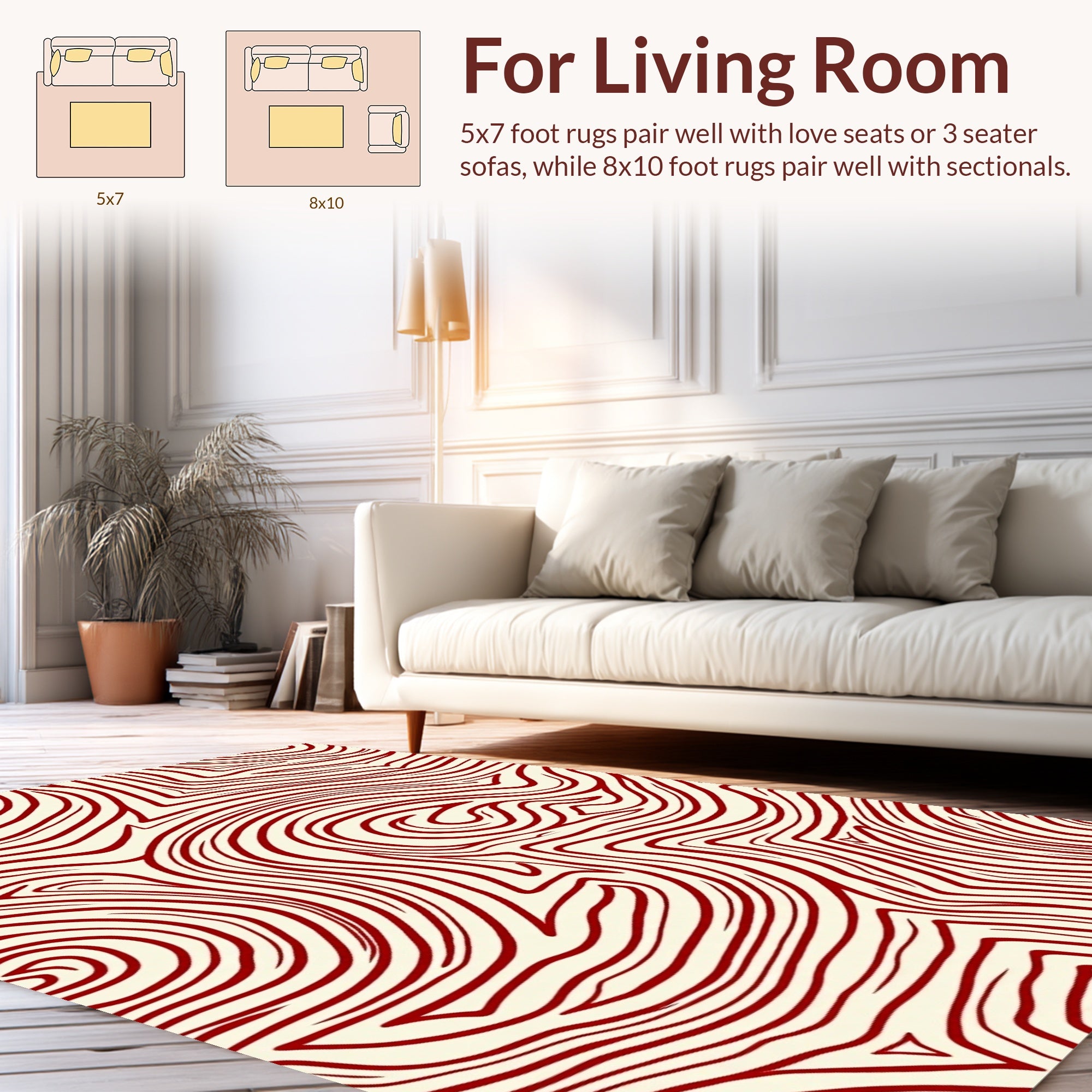 Crimson Flowing Organic Lines Rug
