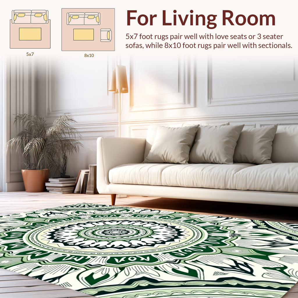 Green Floral Mandala Pattern Rug