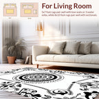 Bold Black White Floral Mandala Design Rug