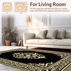 Ornate Floral Swirl Border Medallion Rug