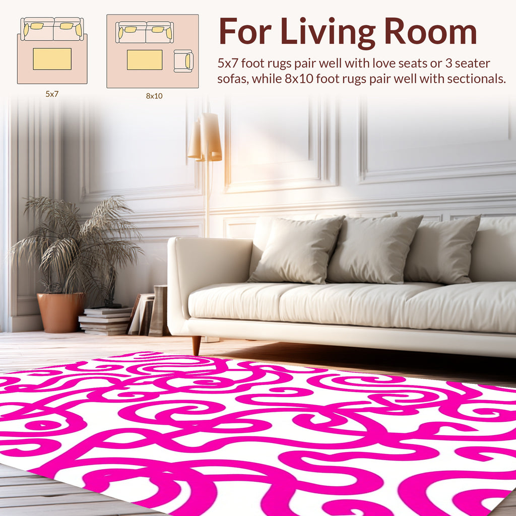 Energetic Pink Swirl Pattern Rug