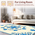 Classic Blue Floral Mandala Pattern Rug