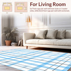 Classic Blue White Plaid Pattern Rug