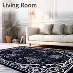 Whimsical White Village Snowflake Rug