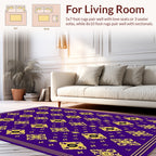 Royal Purple With Gold Floral Pattern Rug