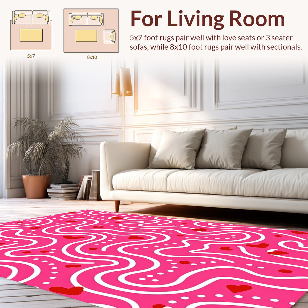 Whimsical Heart Waves Pattern Rug