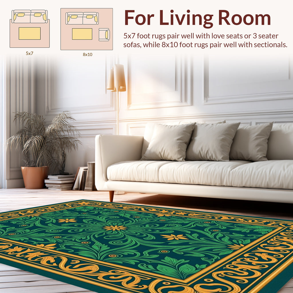 Ornate Floral Bordered Pattern Rug
