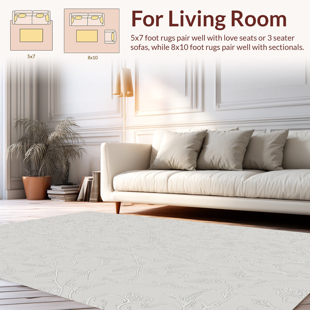 Elegant Floral Vine Damask Pattern Rug