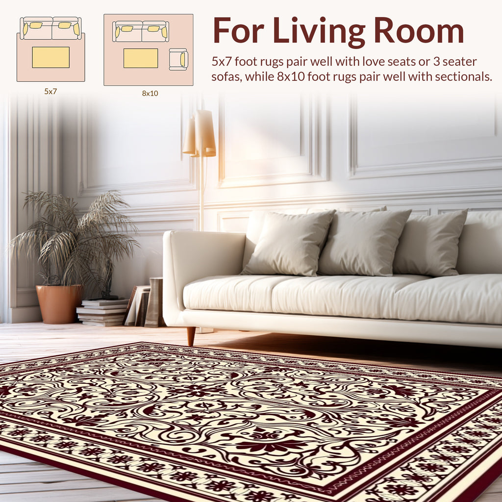 Elegant Floral Scrollwork Pattern Rug
