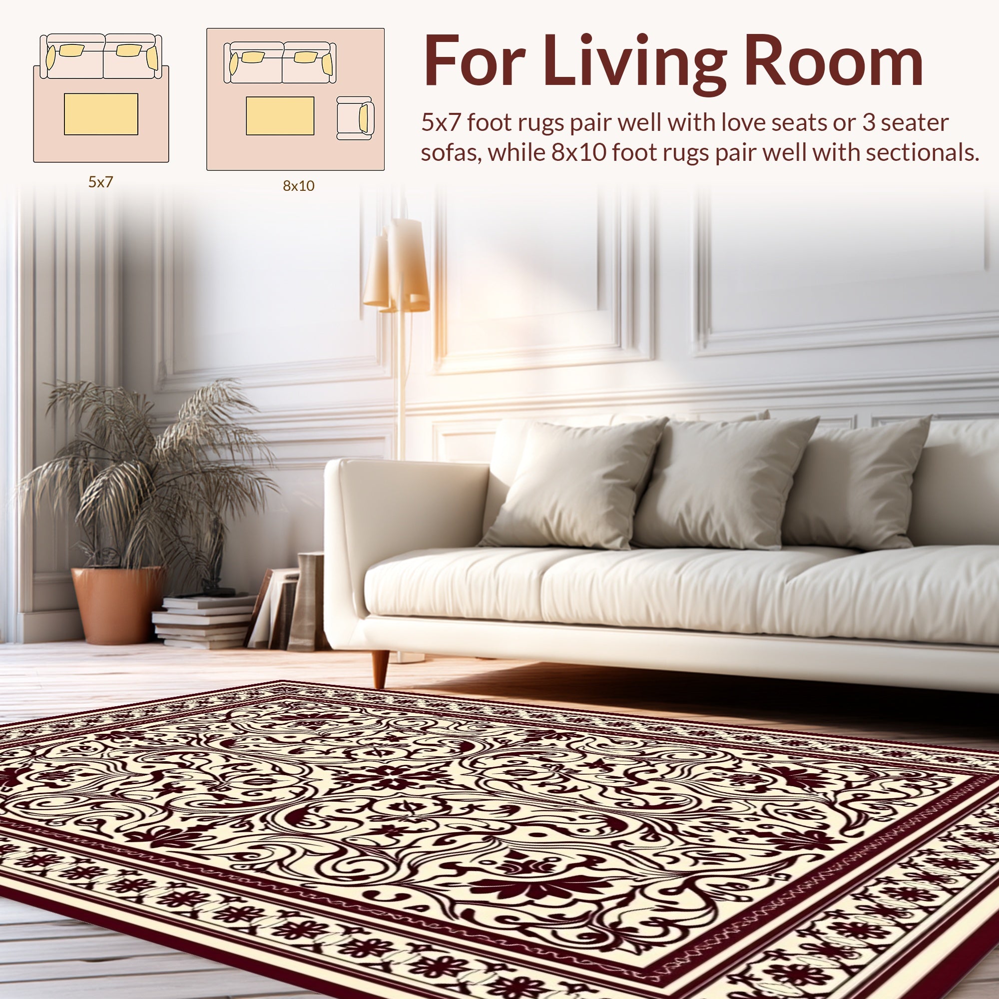 Elegant Floral Scrollwork Pattern Rug