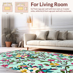 Vibrant Floral Pattern With Swirling Vines Rug