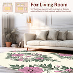 Pink Floral Vine Damask Pattern Rug