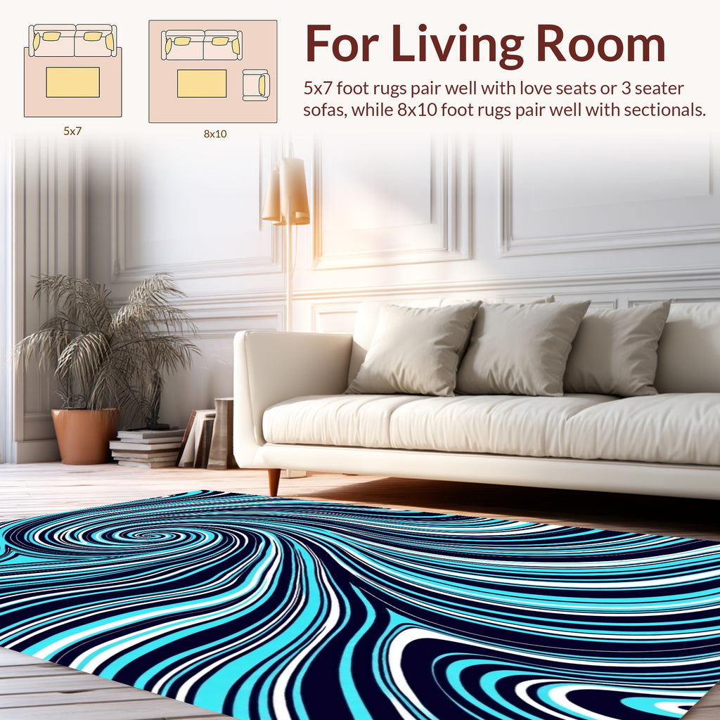 Dynamic Swirl Blue White Pattern Rug