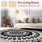 Intricate Black Cream Mandala Pattern Rug