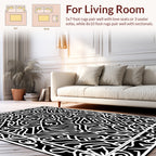 Intricate Abstract Black And White Design Rug