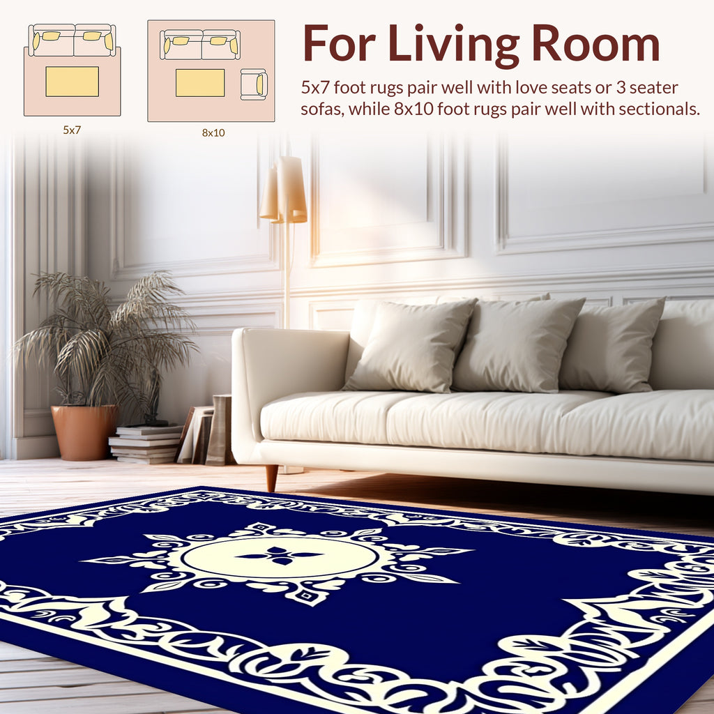 Ornate Floral Medallion Border Rug