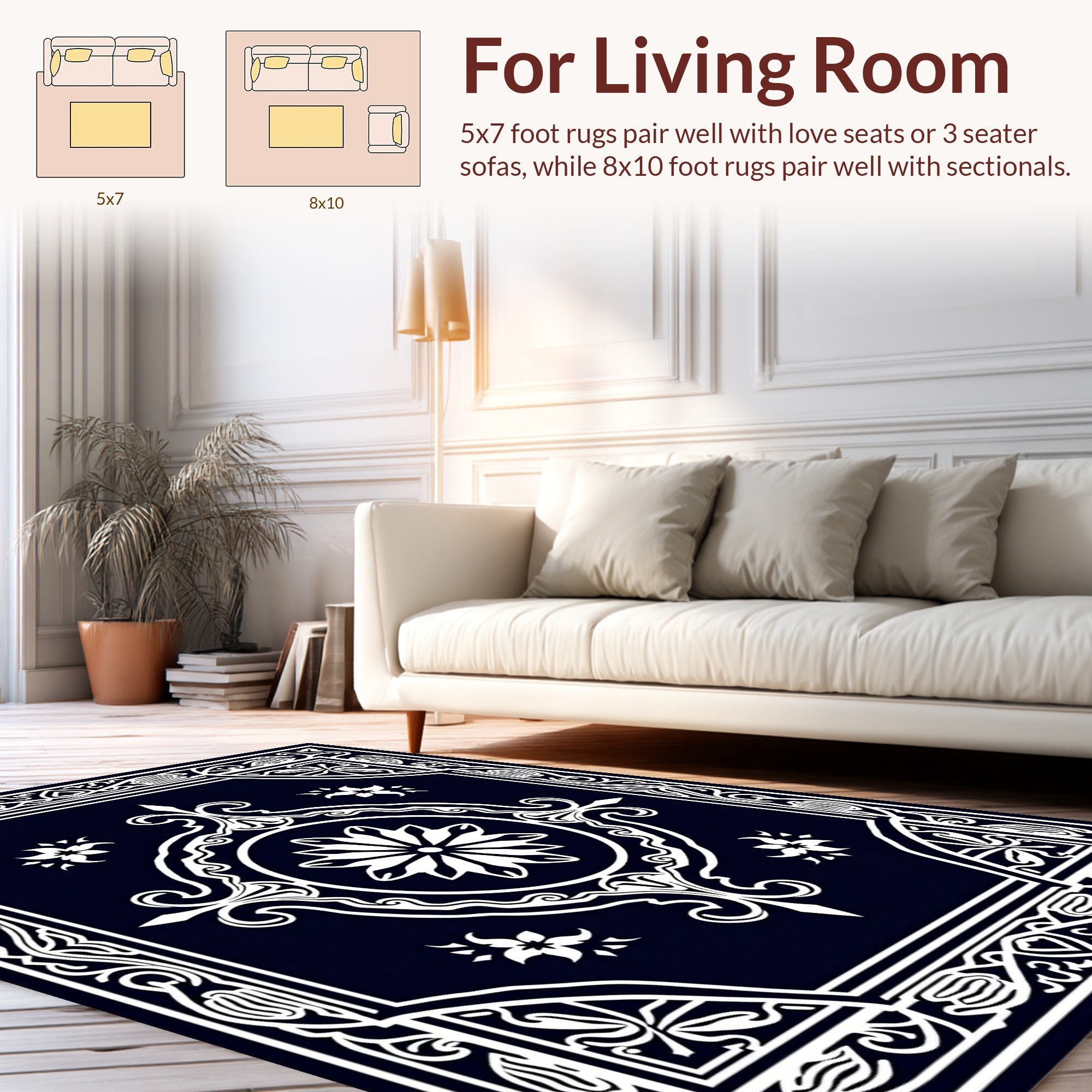 Elegant Floral and Scrollwork Motif Rug