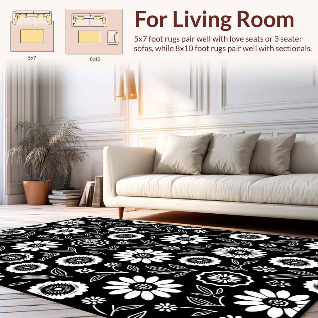 Classic White Floral Pattern Rug