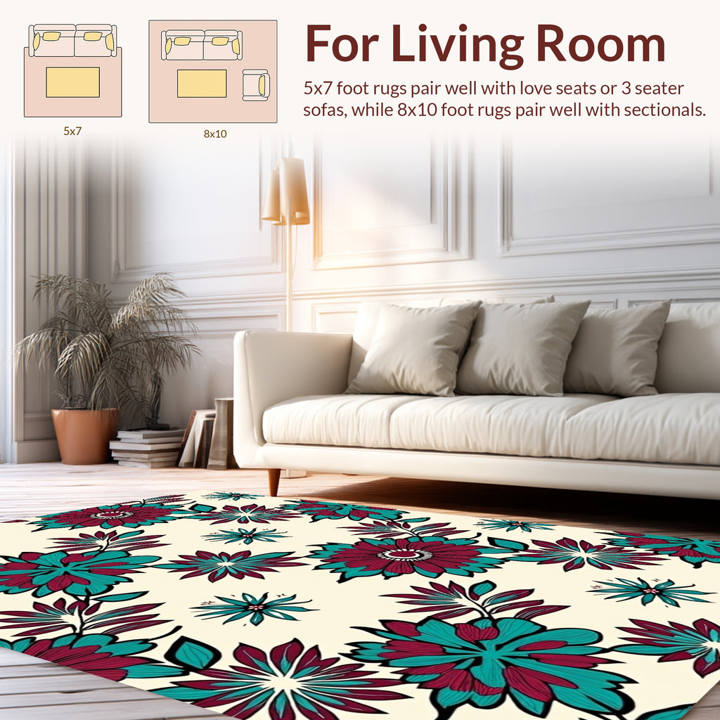 Bold Floral Pattern Design Rug