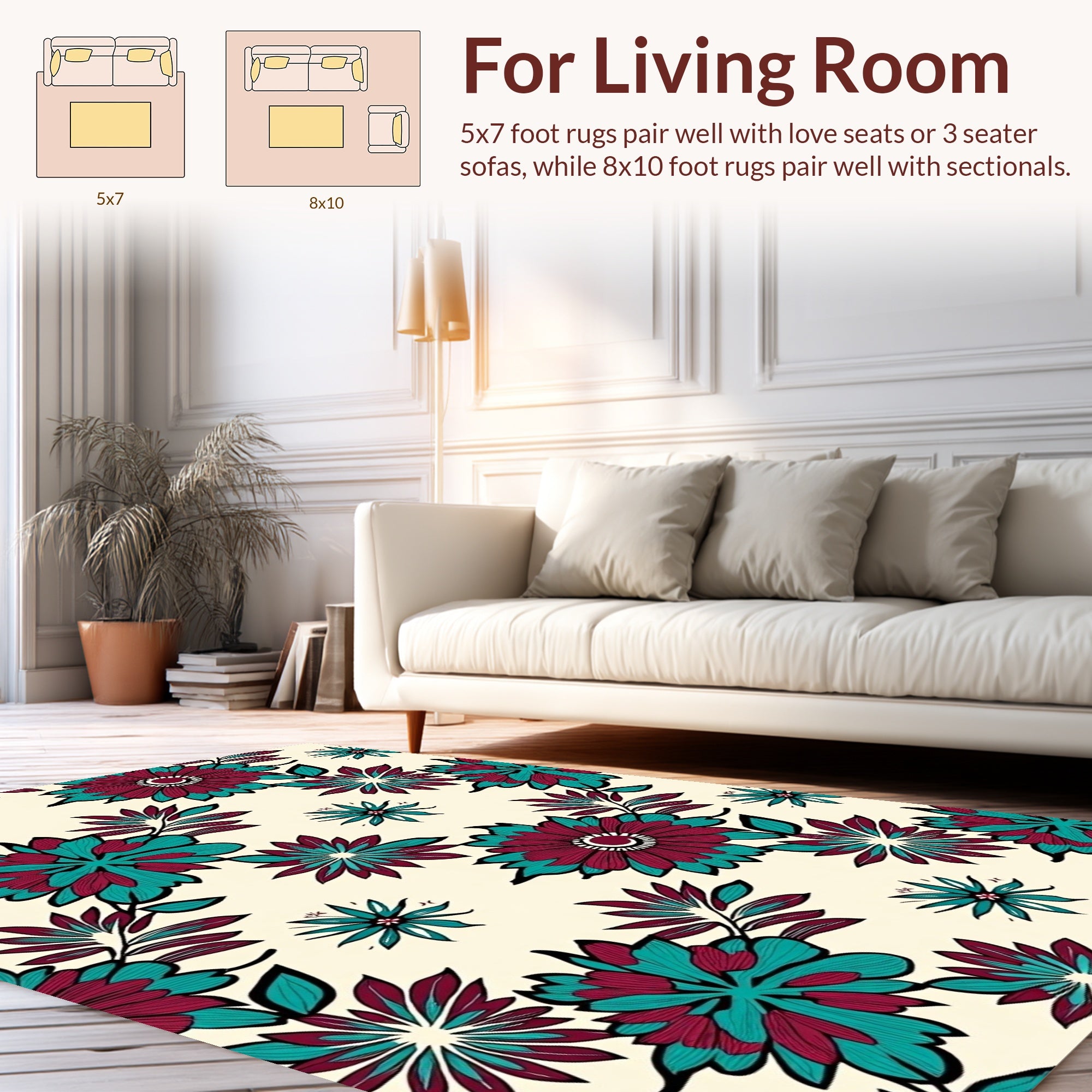 Bold Floral Pattern Design Rug