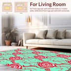Red Flowing Floral And Figures Pattern Rug