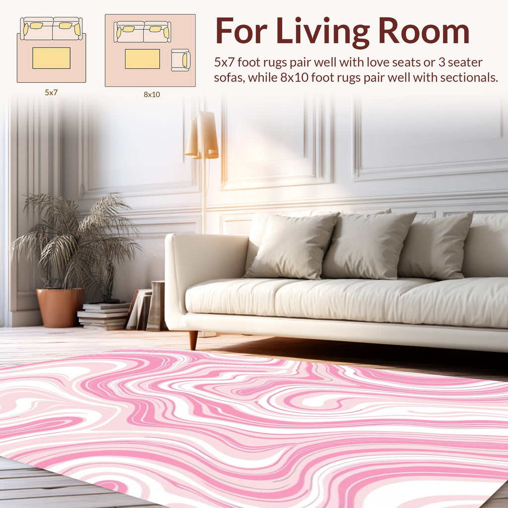 Sweet Pink Swirling Marble Pattern Rug
