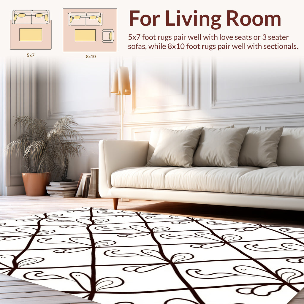 Abstract Swirl Petal Diamond Pattern Rug
