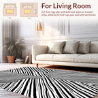 Bold Black White Angular Pattern Rug