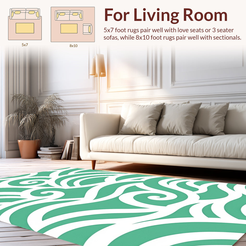 Teal Wave Motion Pattern Rug