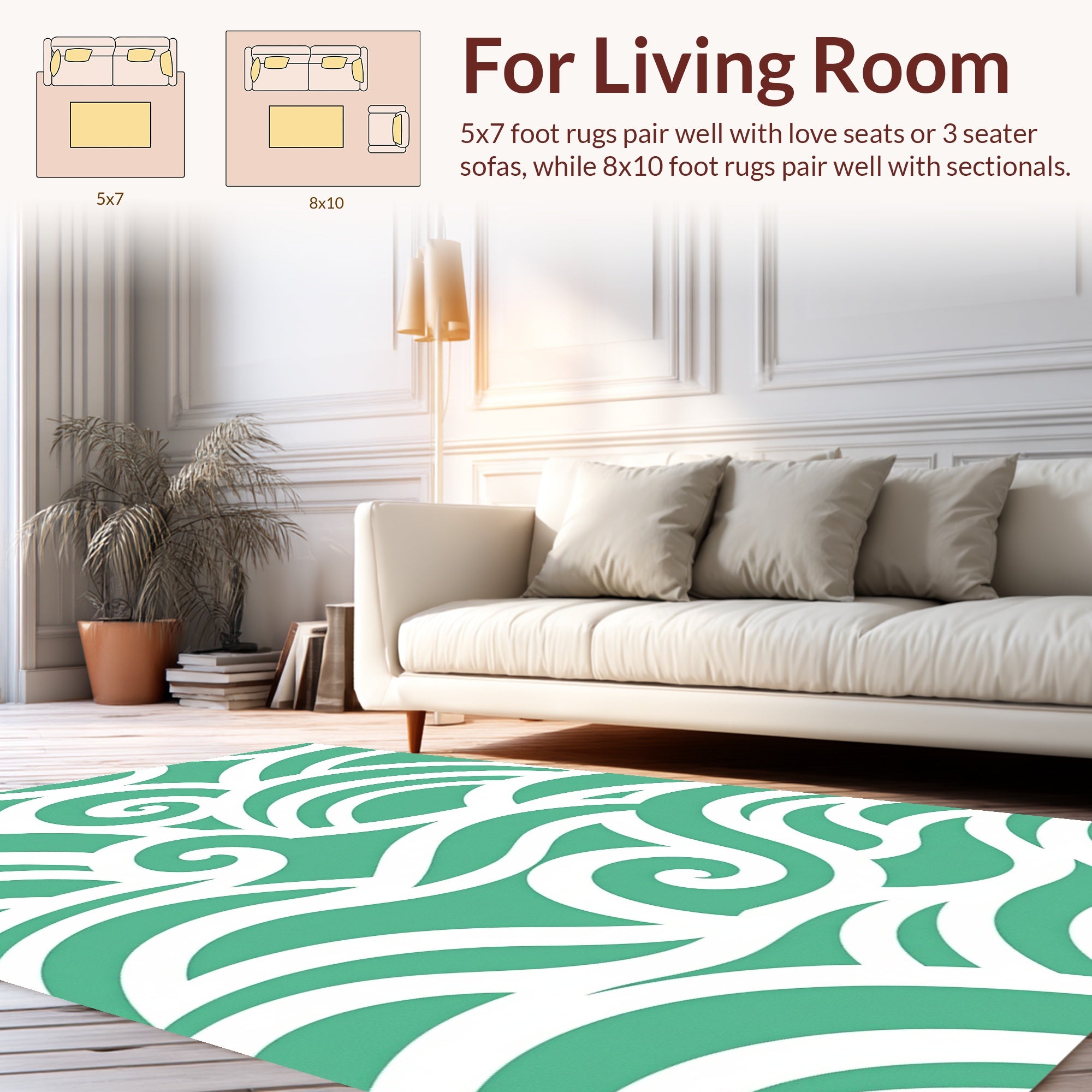 Teal Wave Motion Pattern Rug