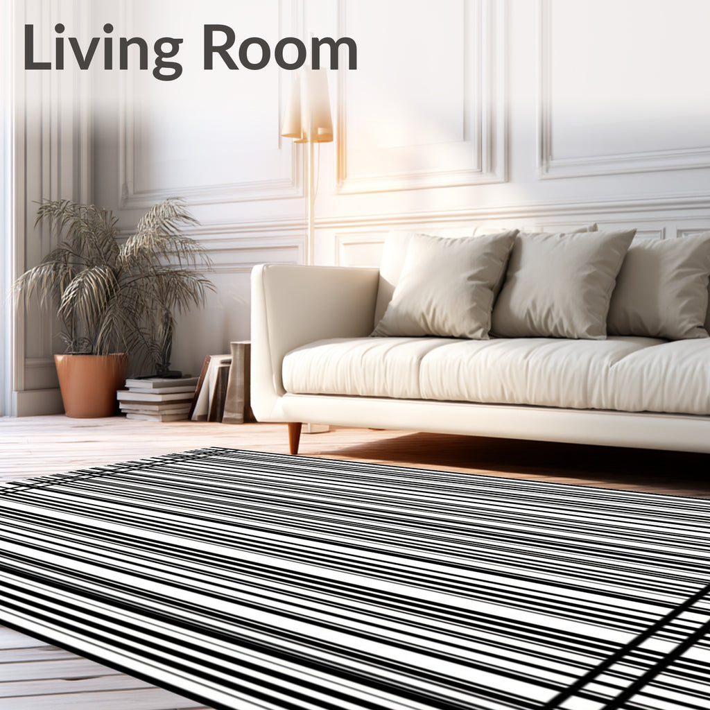 Minimalist Black 2 White Stripe Rug