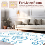 Abstract Blue Swirls Dots Pattern Rug