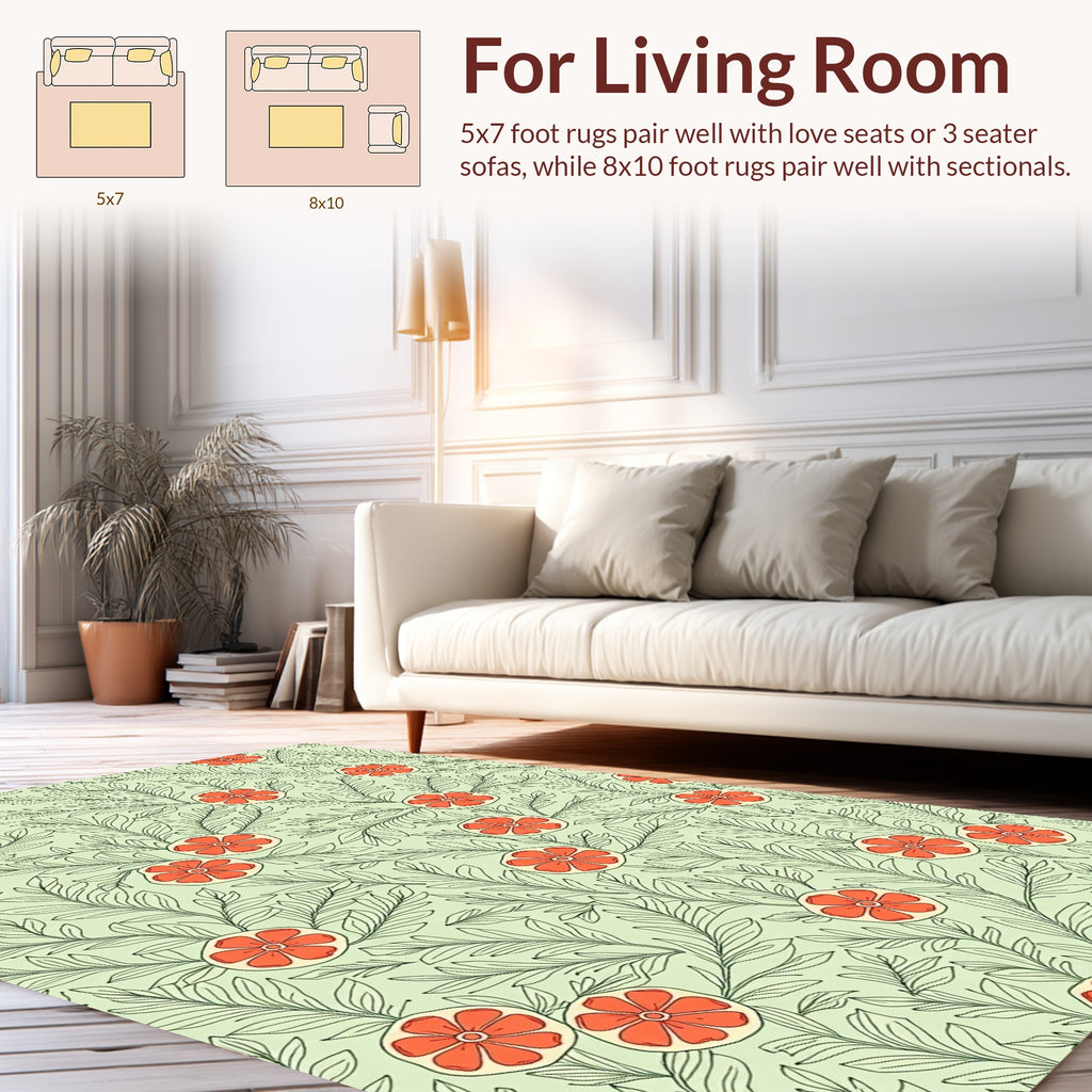Citrus Floral Branch Pattern Design Rug