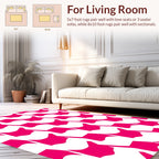 Bold Fuschia Houndstooth Pattern Rug