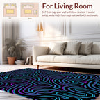 Abstract Swirling Neon Lines Rug