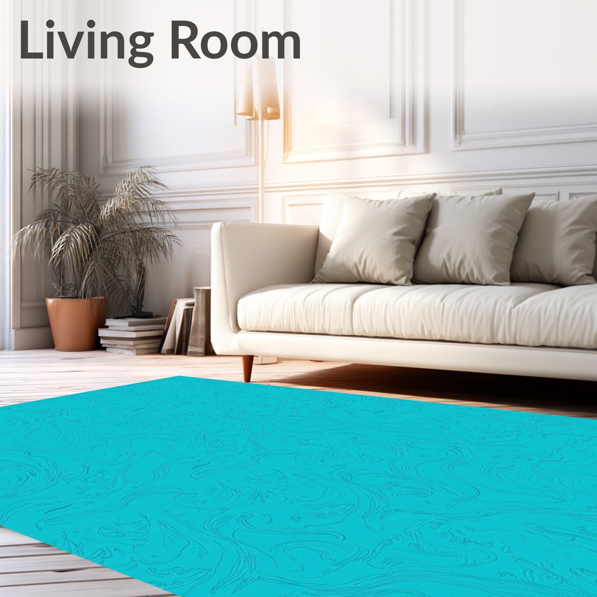 Turquoise Swirling Abstract Flow Rug