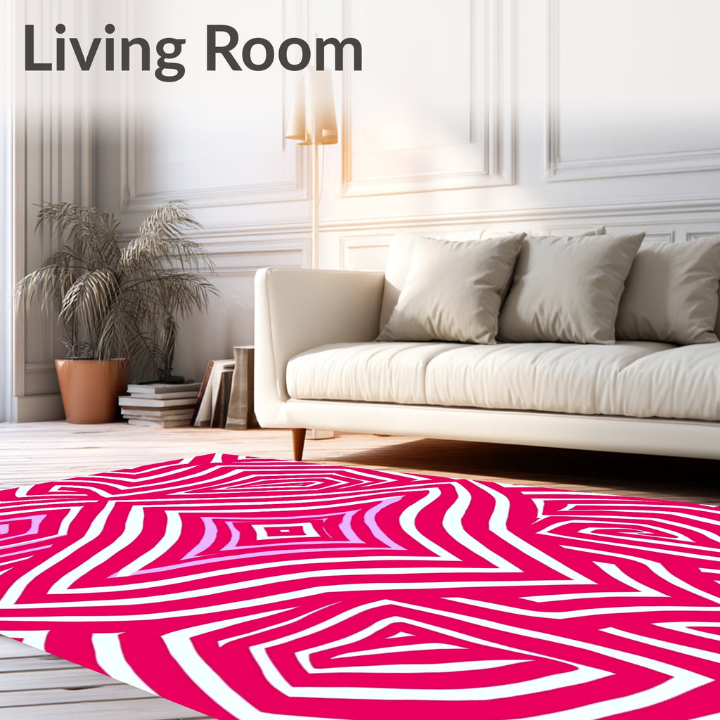 Abstract Geometric Pink Stripes Rug