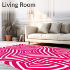Abstract Geometric Pink Stripes Rug