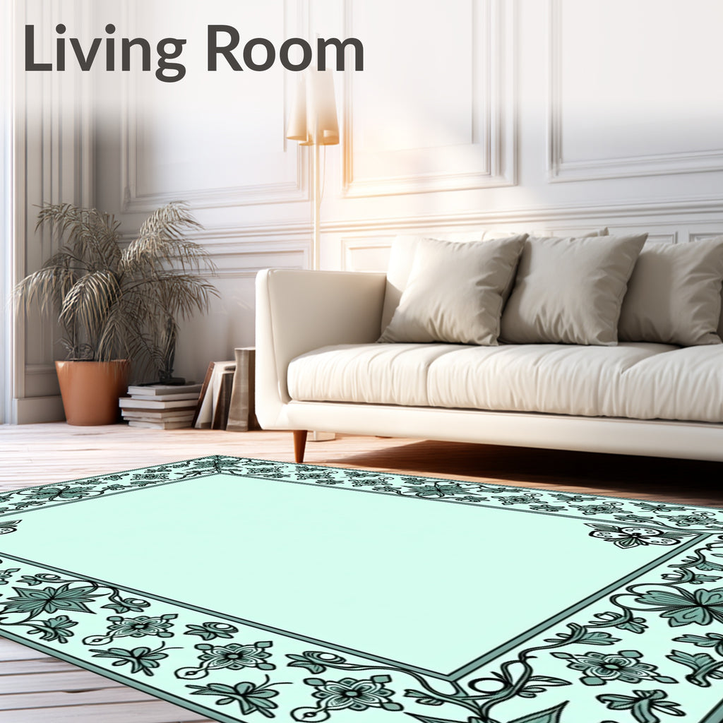 Decorative Floral Border Pattern Rug