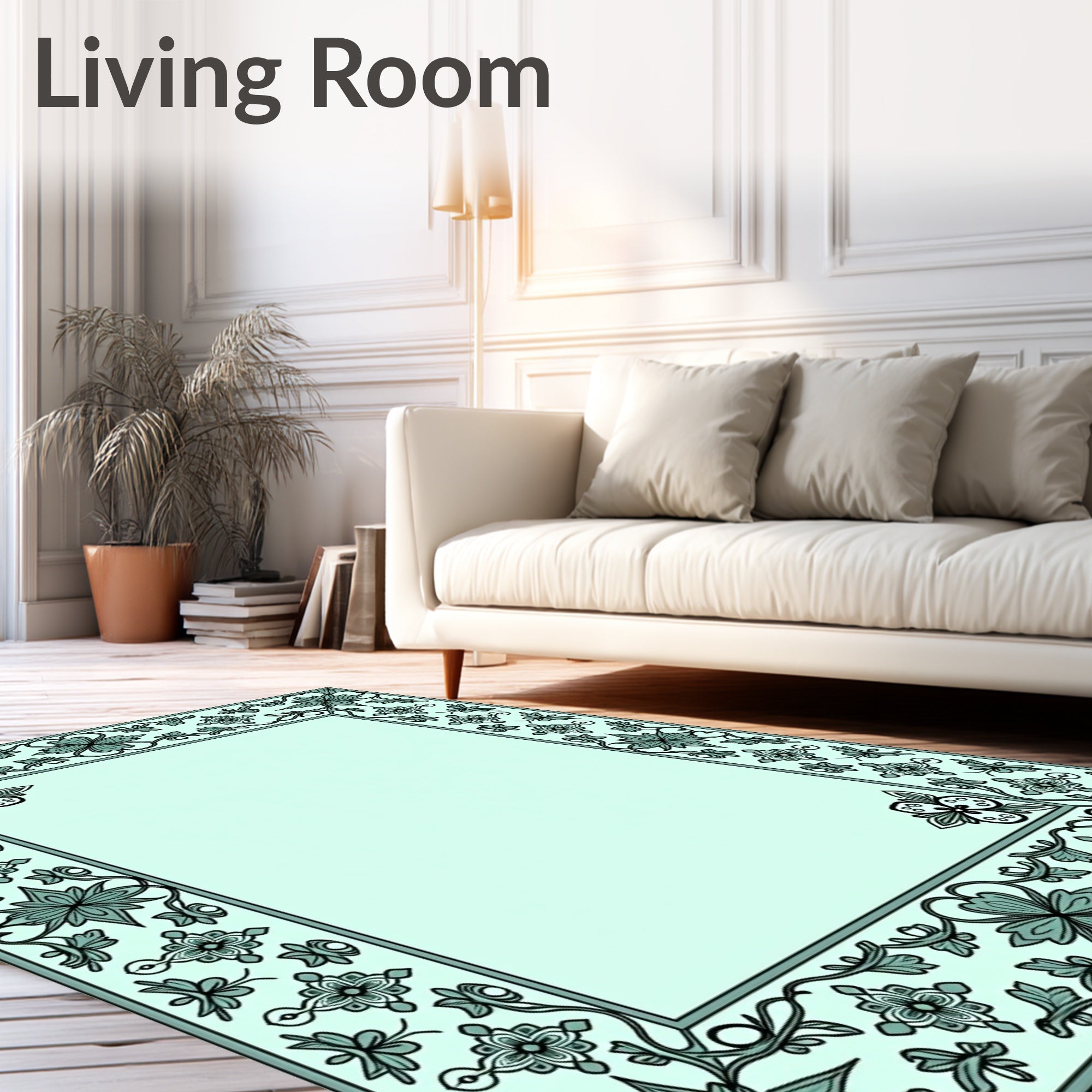 Decorative Floral Border Pattern Rug