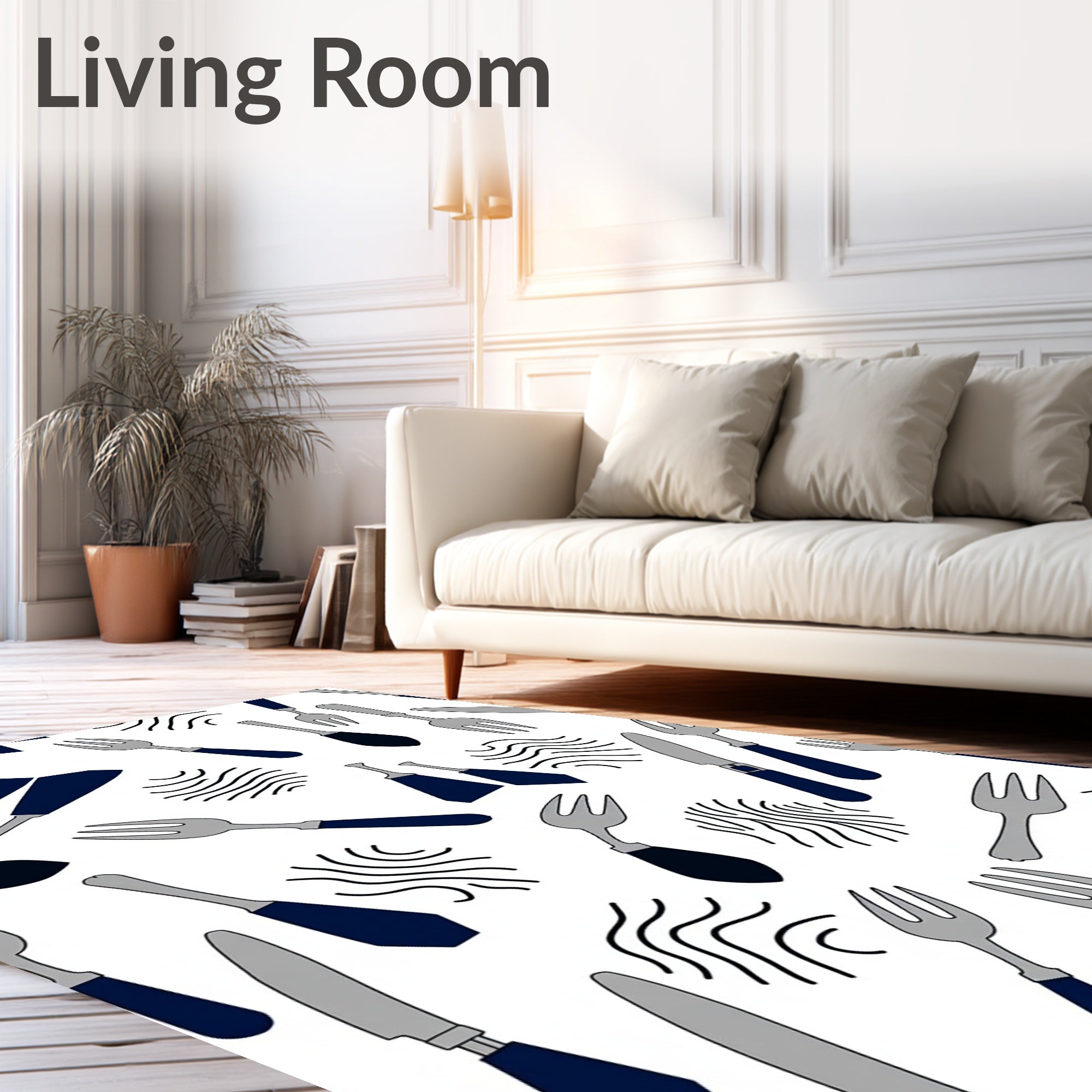 Minimalist Cutlery Abstract Lines Rug